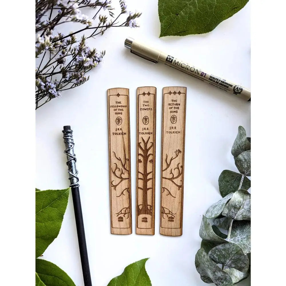 Lord of the Rings Book Spine Trio Wooden Bookmark - Gifts