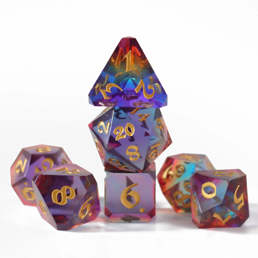 Lucent Rainbow Polyhedral (D&D) Dice Set (7) - Dice & Dice Supplies