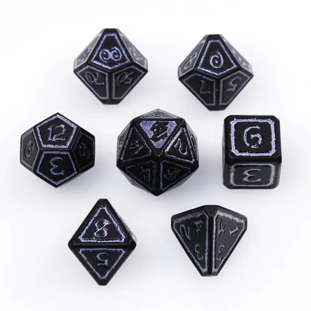 Mages Guild Necromancy Metal Polyhedral (D&D) Dice Set (7) - Dice & Dice Supplies