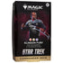 Magic the Gathering Star Trek Commander deck featuring a klingon warrior in dark blue and silver armor with red energy weapon