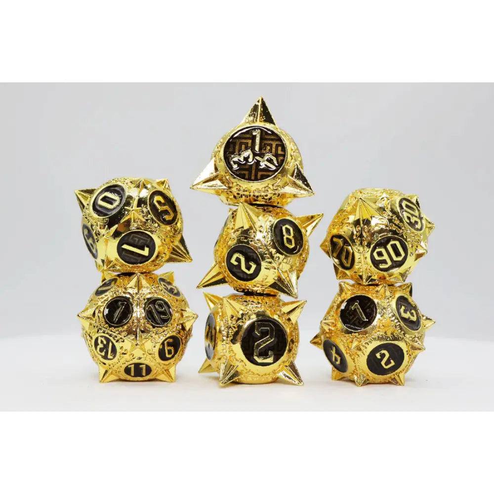 Meteor Storm Metal Polyhedral (D&D) Dice Set (7) - Galactic Gold - Dice & Dice Supplies