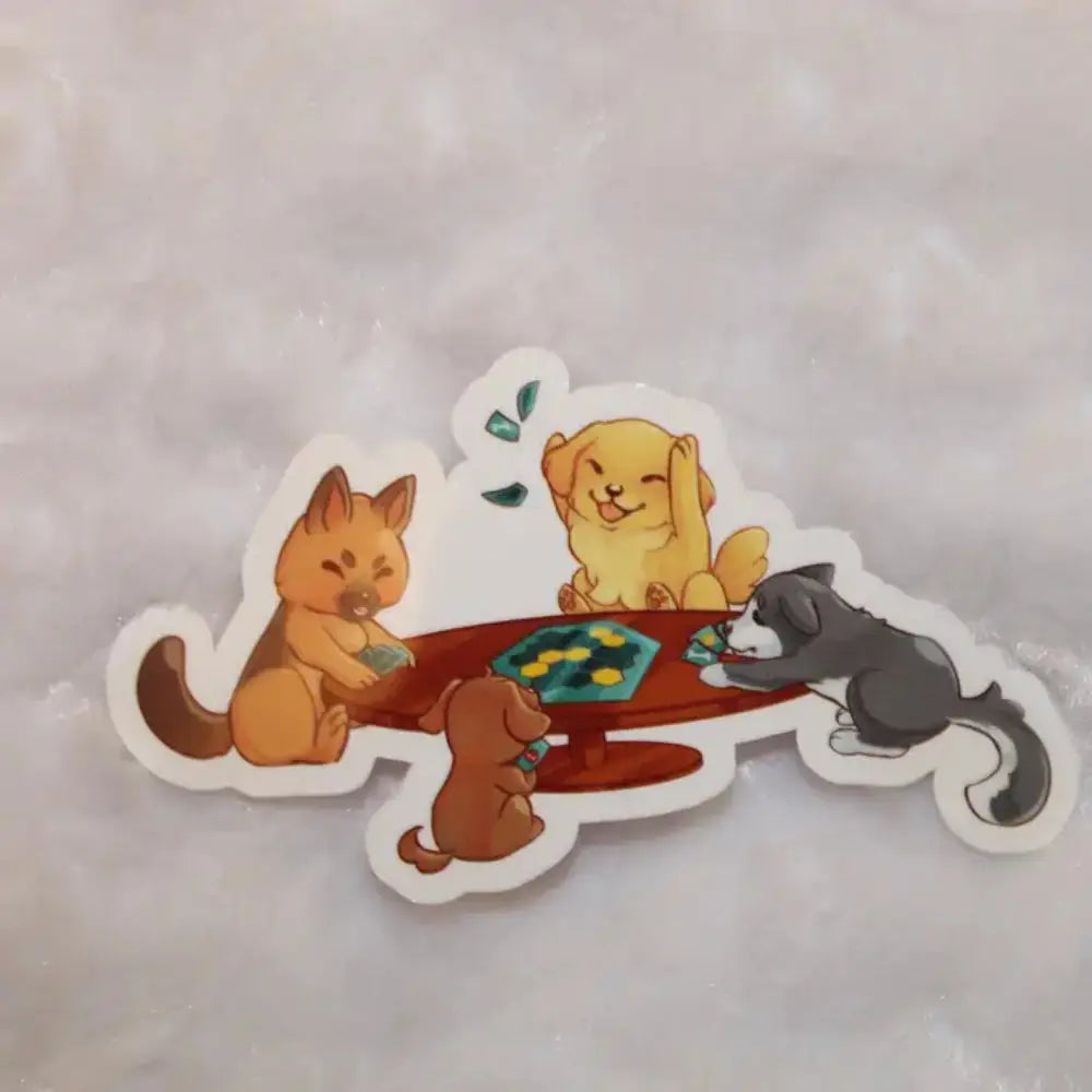 MKC Board Game Playing Dogs Sticker - Gifts