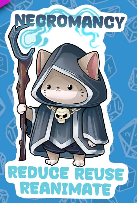 MKC Necromancer Cat Reduce Reuse Reanimate Sticker - Gifts