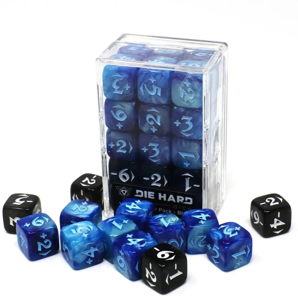 MTG 14mm d6 +1/-1 Spindown Power Counters Variety Pack (30) - Blue - Dice & Dice Supplies