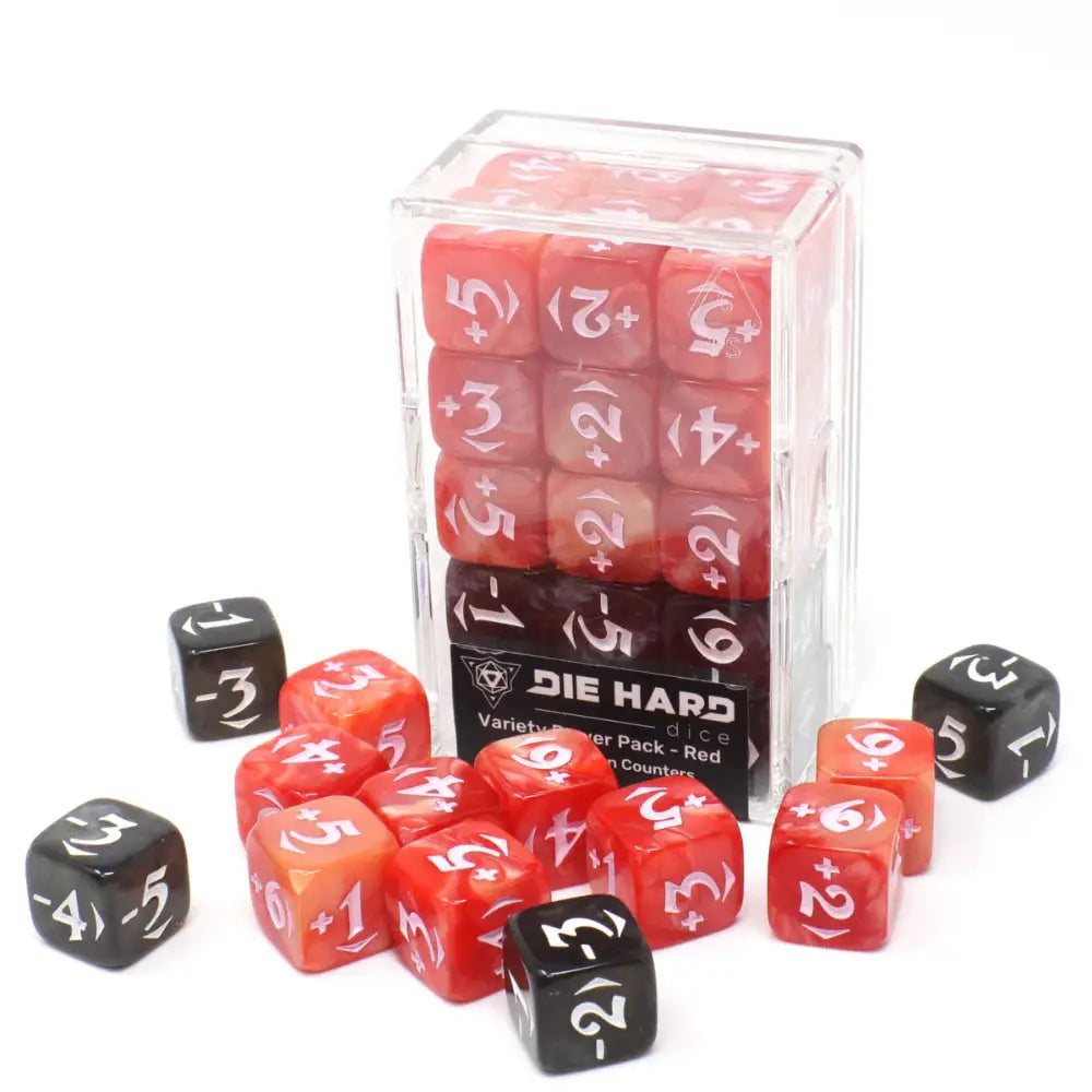 MTG 14mm d6 +1/-1 Spindown Power Counters Variety Pack (30) - Orange - Dice & Dice Supplies