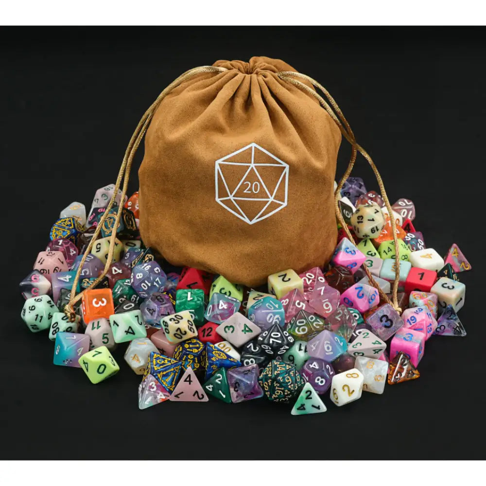 Mystery Blended Polyhedral Dice Pack (100+) with Bag - Dice & Dice Supplies