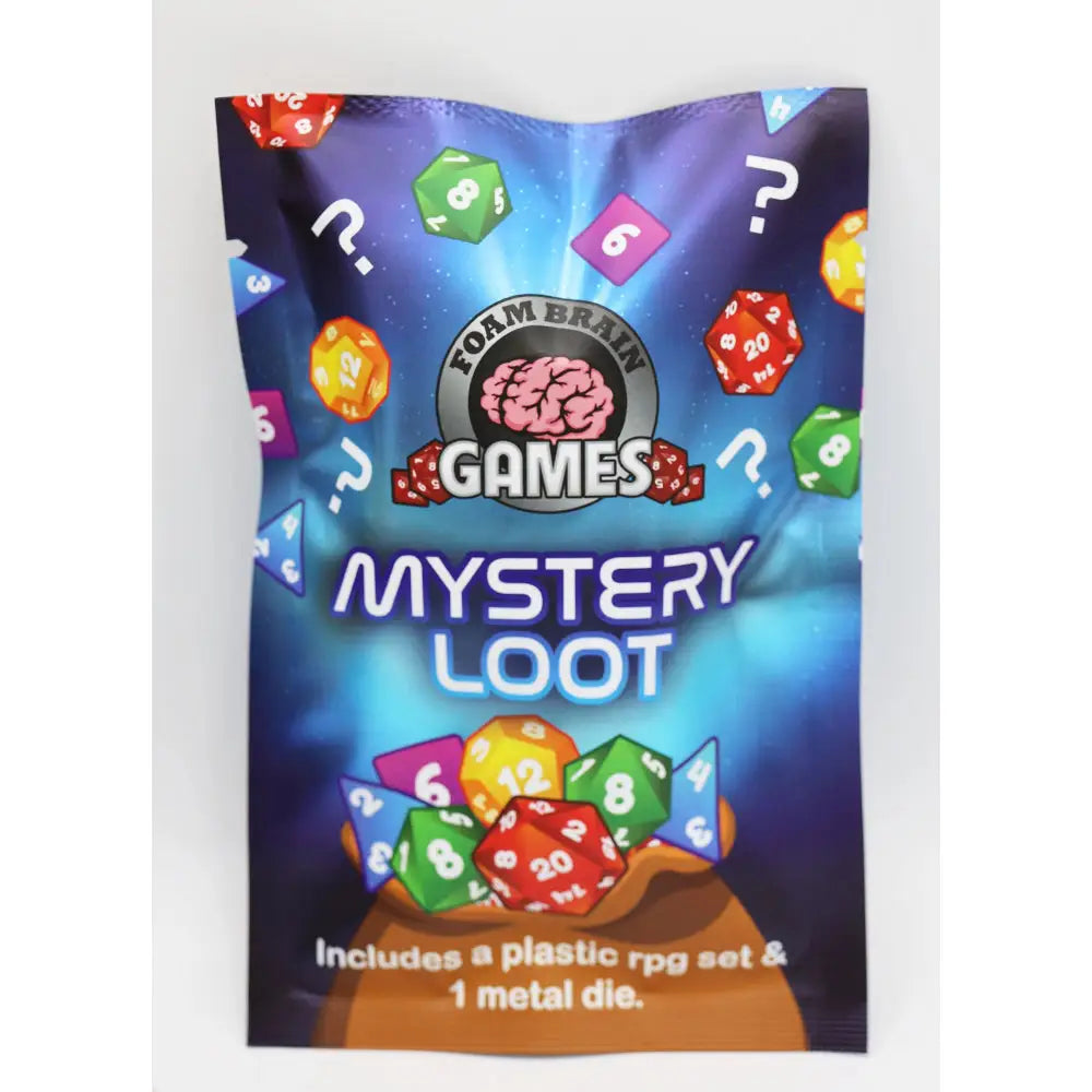Mystery Loot: Plastic Polyhedral Dice Set (7) & Bonus Metal Die Dice & Dice Supplies Foam Brain Games   