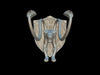 Silver three-headed serpent emblem on a textured shield backdrop for noble dwarf displacer beast magnetic trophy head