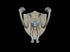 Silver three-headed serpent emblem on a textured shield backdrop for noble dwarf displacer beast magnetic trophy head