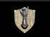 Metallic steampunk owl mounted on a wooden shield with riveted edges and gears in noble dwarf dr imidium cogsworth wyrmwood trophy head