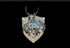 Silver-toned noble dwarf frost titan magnetic trophy head viking warrior figurine with antlered helmet on shield plaque