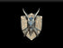 Noble Dwarf Glacius the Ice Dragon silver dragon head magnetic trophy mounted on wooden shield with stone border accents