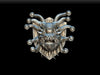 Silver metallic noble dwarf hive mother magnetic trophy head wall plaque with intricate medusa serpent details
