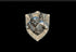 Noble dwarf ice troll magnetic trophy head featuring a metallic bronze fantasy warrior on a wood-grain shield plaque