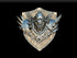 Noble Dwarf Iron Ogre magnetic trophy head silver-toned detailed fantasy warrior helmet mounted on shield