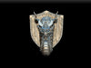 Noble dwarf Rakushin the Oni Dragon magnetic trophy head with detailed silver dragon ornament and textured wooden panel
