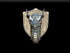 Noble dwarf Rakushin the Oni Dragon magnetic trophy head with detailed silver dragon ornament and textured wooden panel