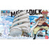 White and gray plastic sailboat model with intricate rigging from Bandai one piece grand ship collection moby dick