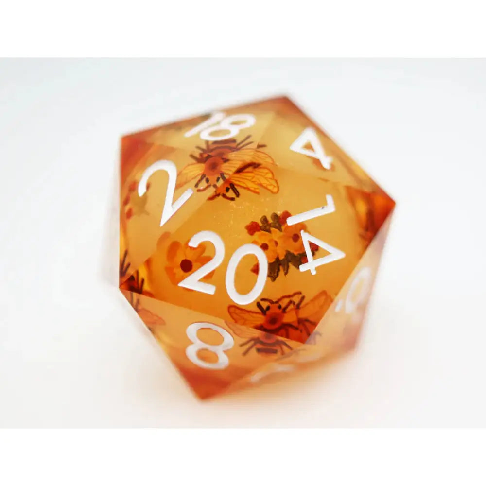 Orange Blossoms Sharp Edge Liquid Core 33mm D20 Die - Dice & Dice Supplies