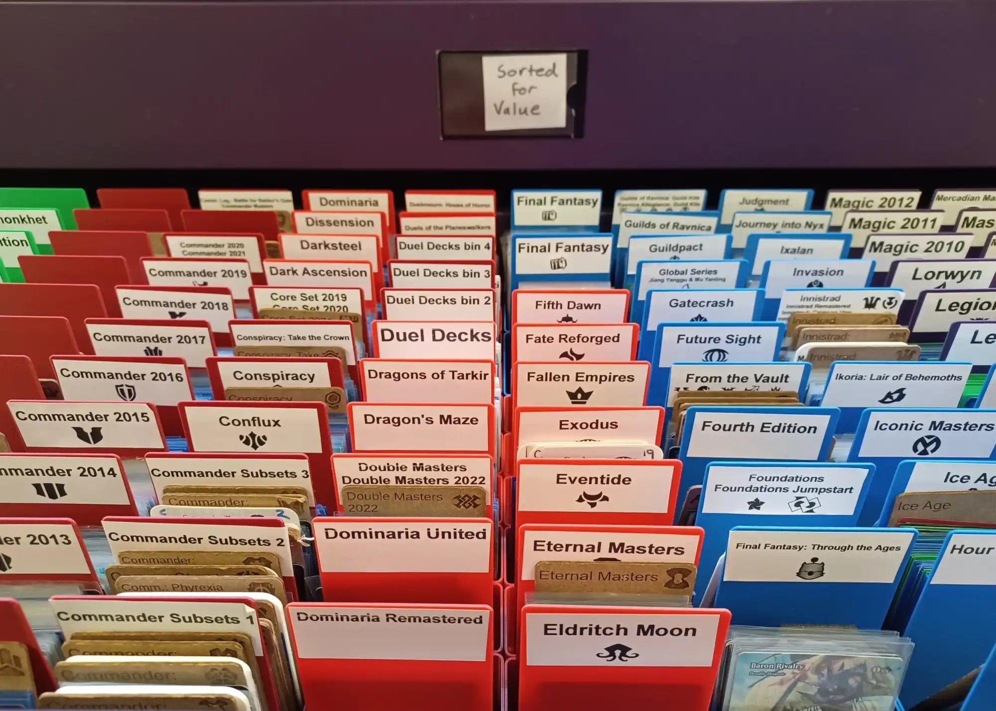 Organized collection of Magic: The Gathering cards.