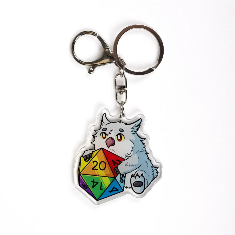 Owlbear with Rainbow D20 Keychain - Gifts
