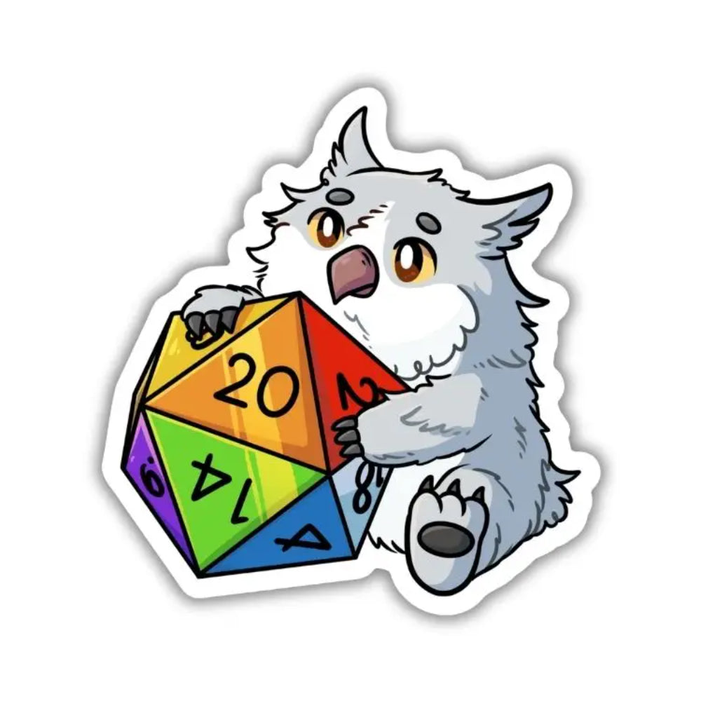 Owlbear with Rainbow D20 Sticker - Gifts