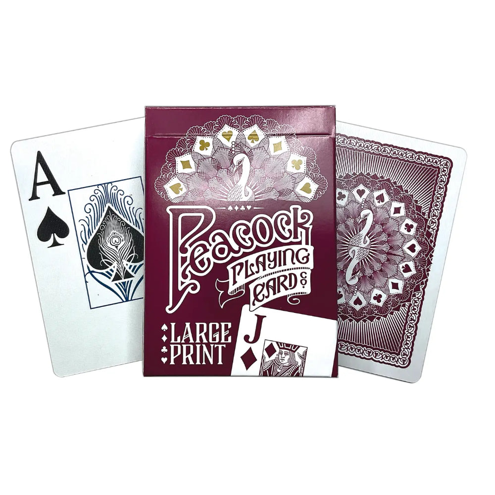 Peacock Playing Cards - Maroon Large Print - Board Games