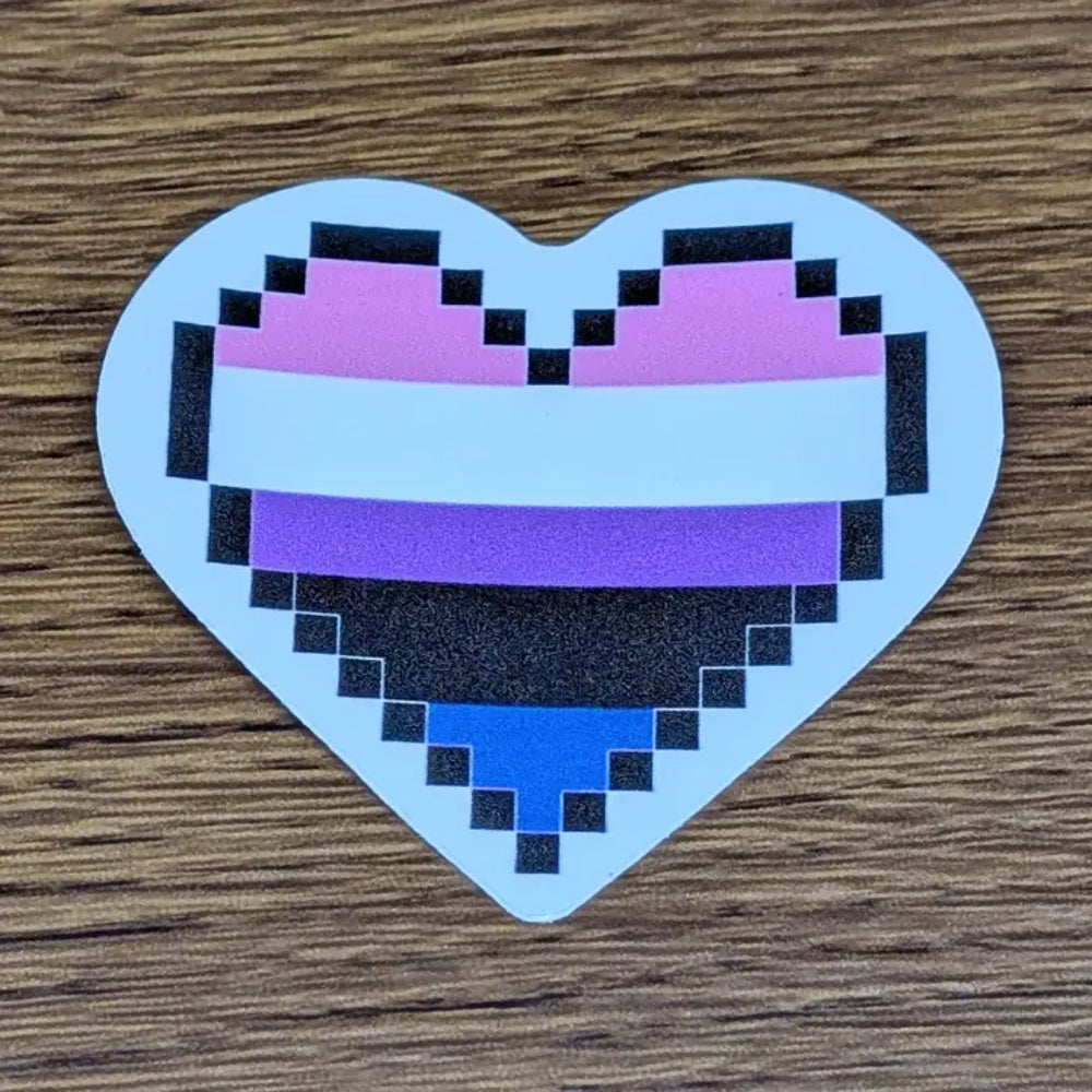 Pixel Heart Pride Stickers - Genderfluid - Gifts