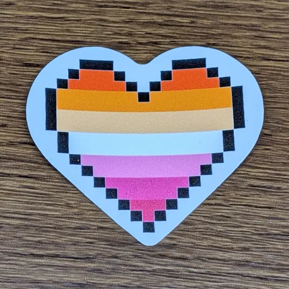 Pixel Heart Pride Stickers - Lesbian - Gifts