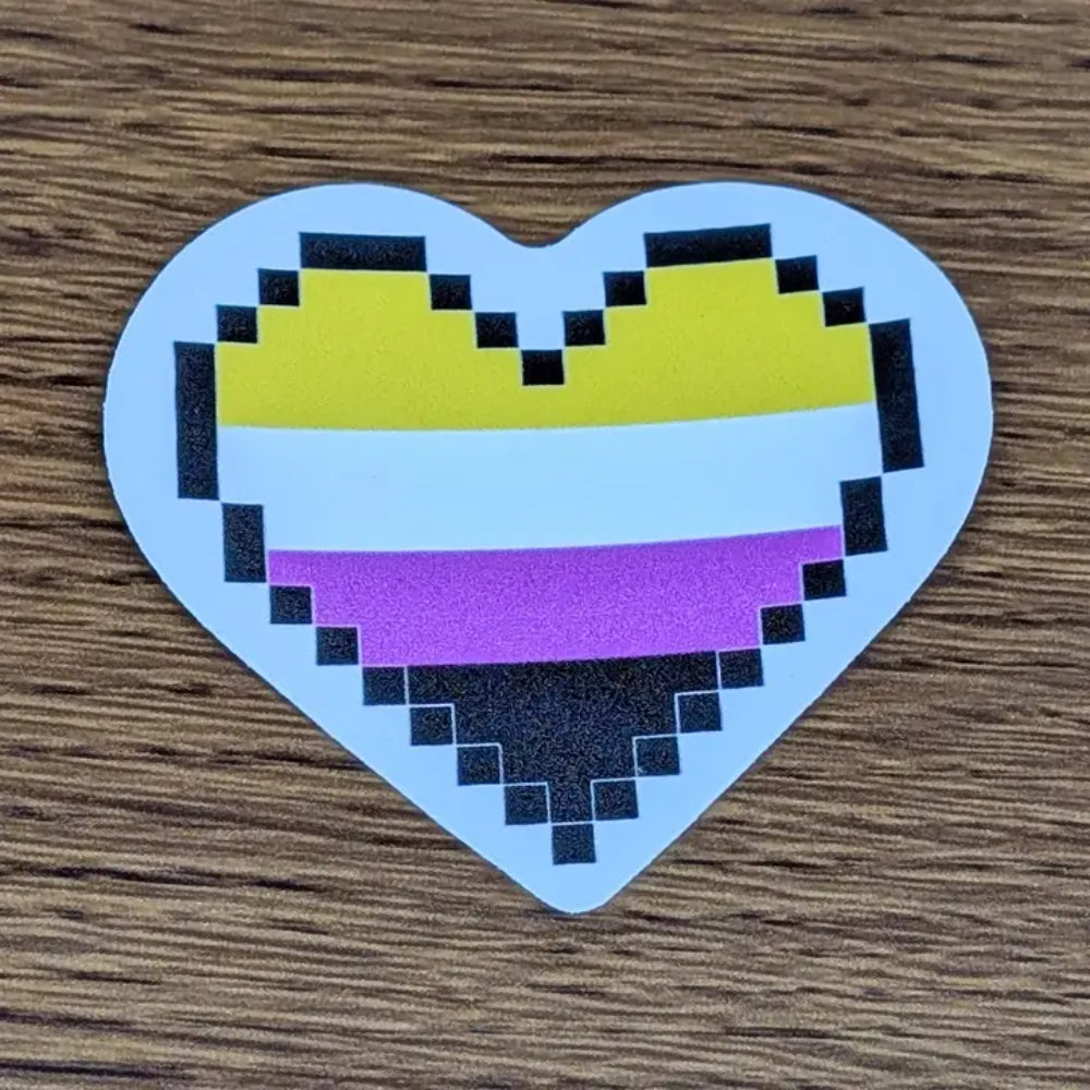 Pixel Heart Pride Stickers - Nonbinary - Gifts