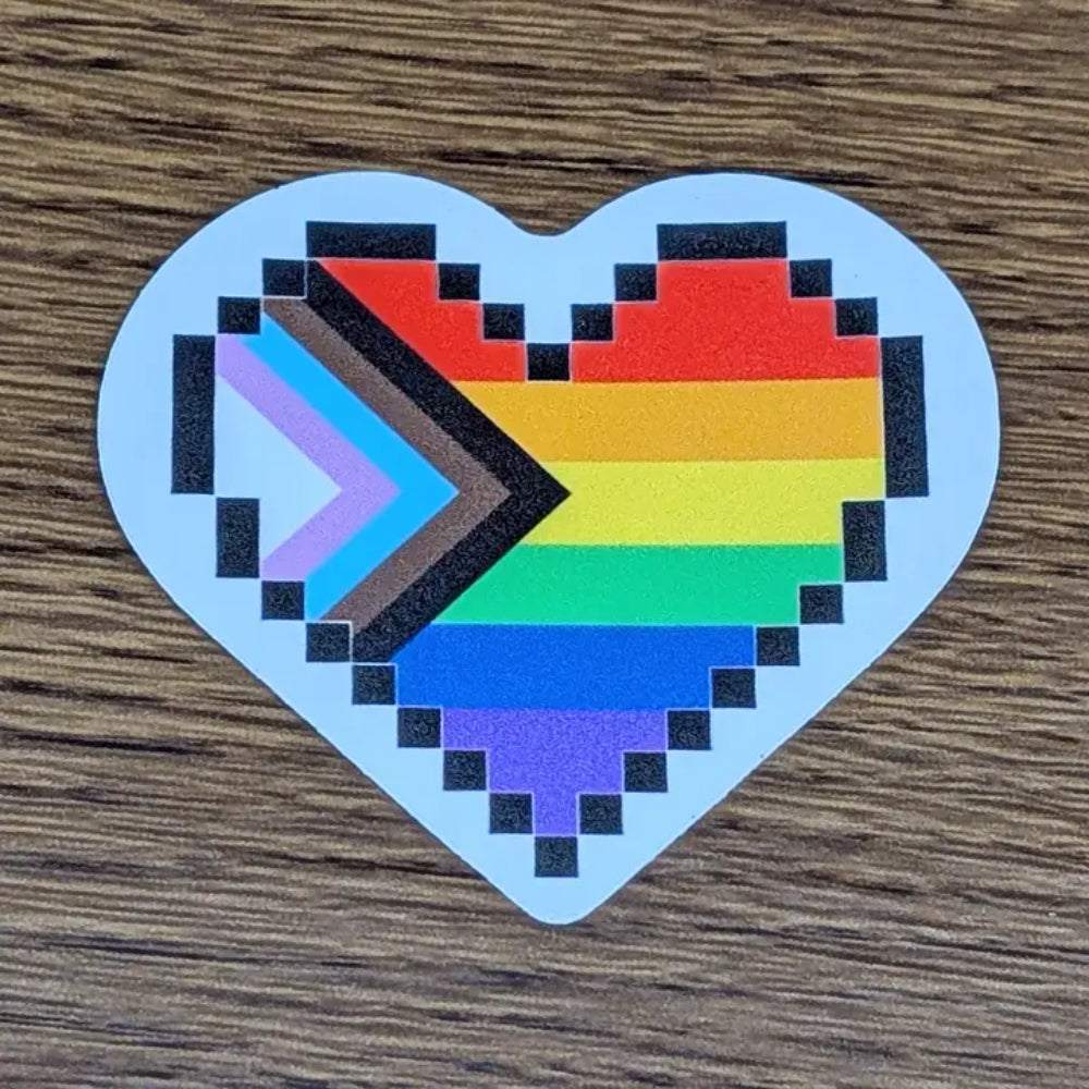 Pixel Heart Pride Stickers - Progress Pride - Gifts