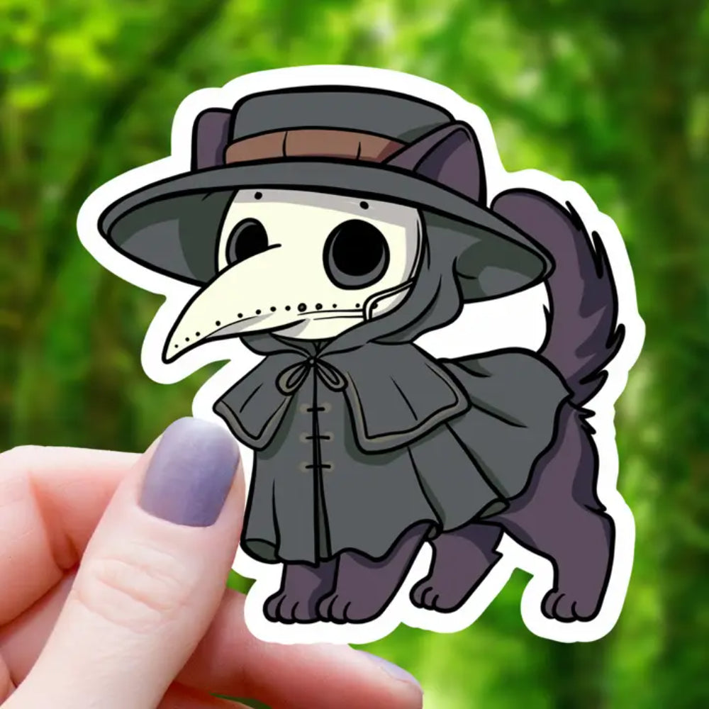 Plague Doctor Cat Costume Sticker - Gifts