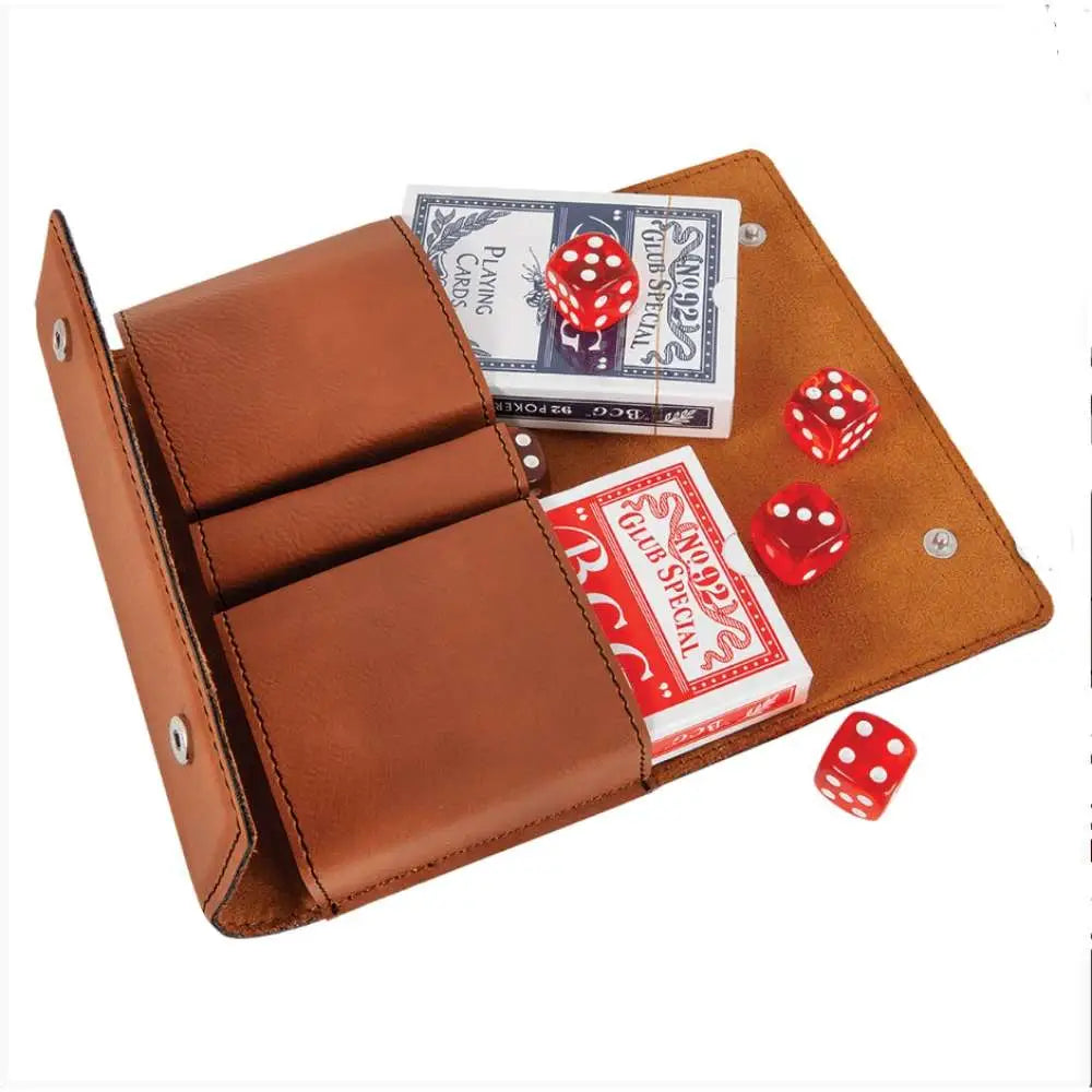 Playing Cards & Dice Set in Leatherette Pouch Board Games The Haunted Game Cafe   