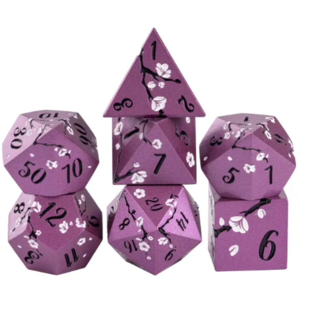 Plum Blossom Metal Polyhedral (D&D) Dice Set (7)