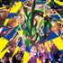 Green and black legendary Pokémon rayquaza with red eye orbs in dynamic pose with colorful lightning for Pokemon mega evolution delta reign prerelease event