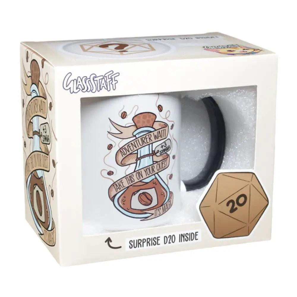 Potion Bottle Coffee Mug with Surprise D20 - Gifts