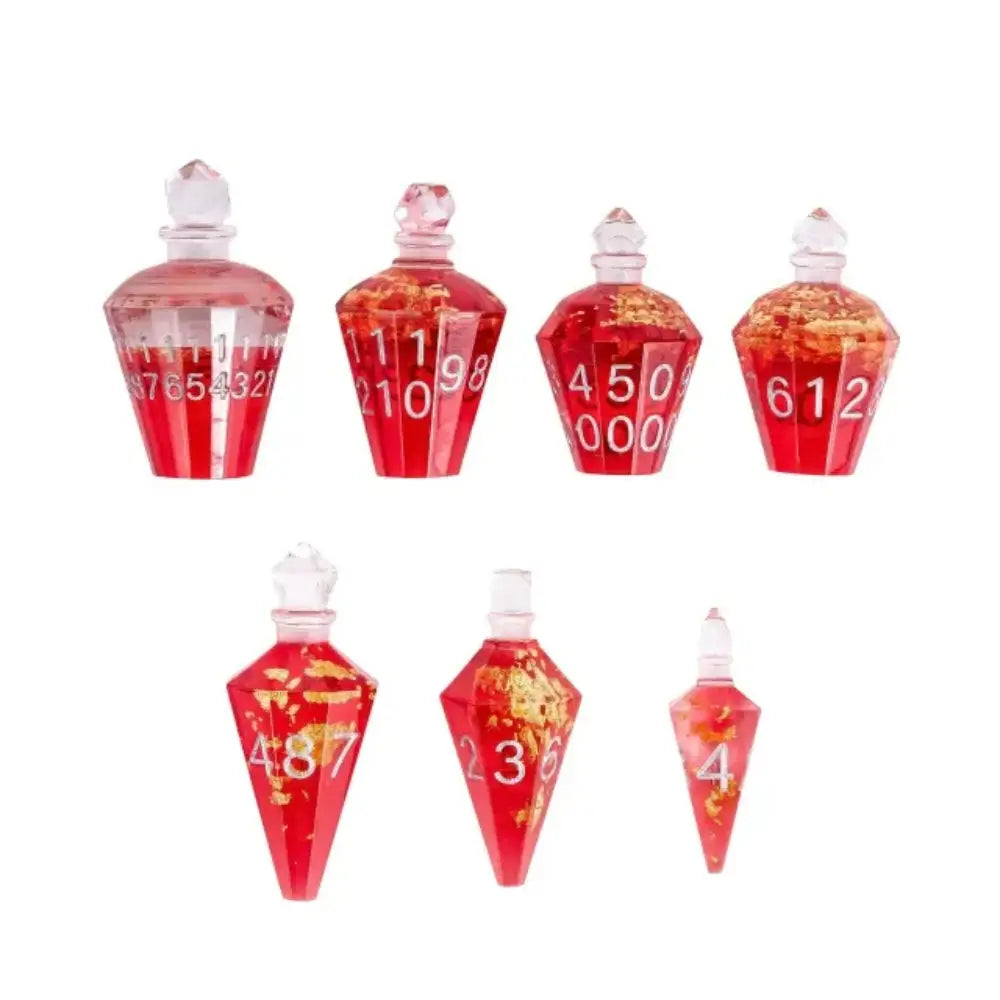 Potion Bottle Resin Polyhedral (D&D) Dice Set (7) - Red - Dice & Dice Supplies