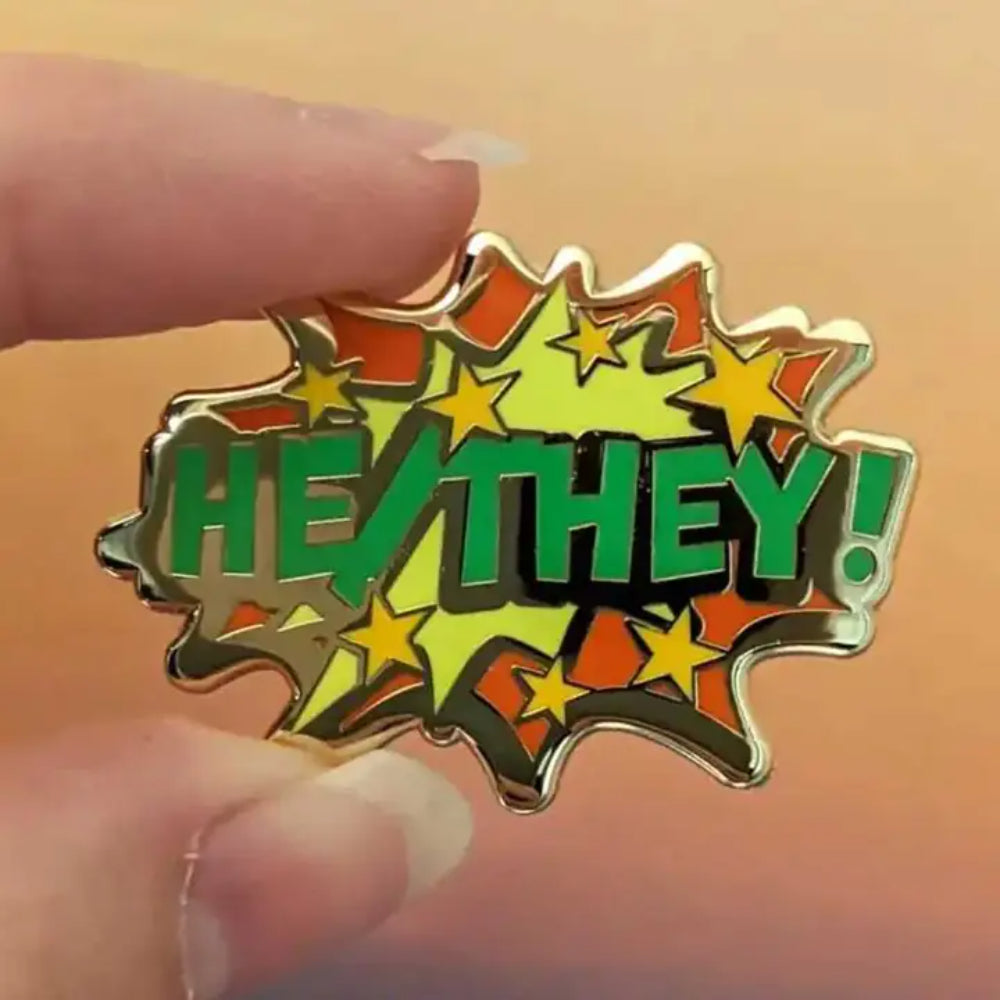 POW! Pronoun Pins - He/They - Gifts