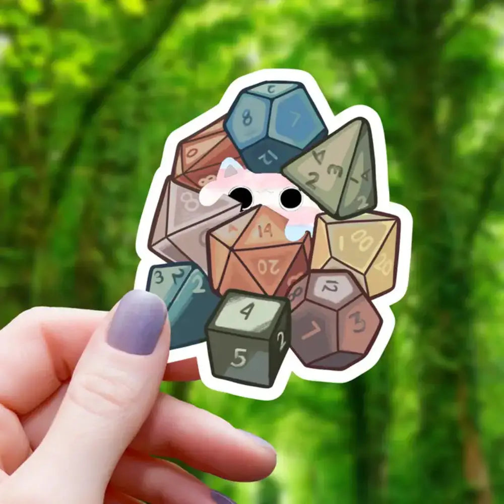 Pride Cat Amongst Dice Sticker - Rainbow - Gifts