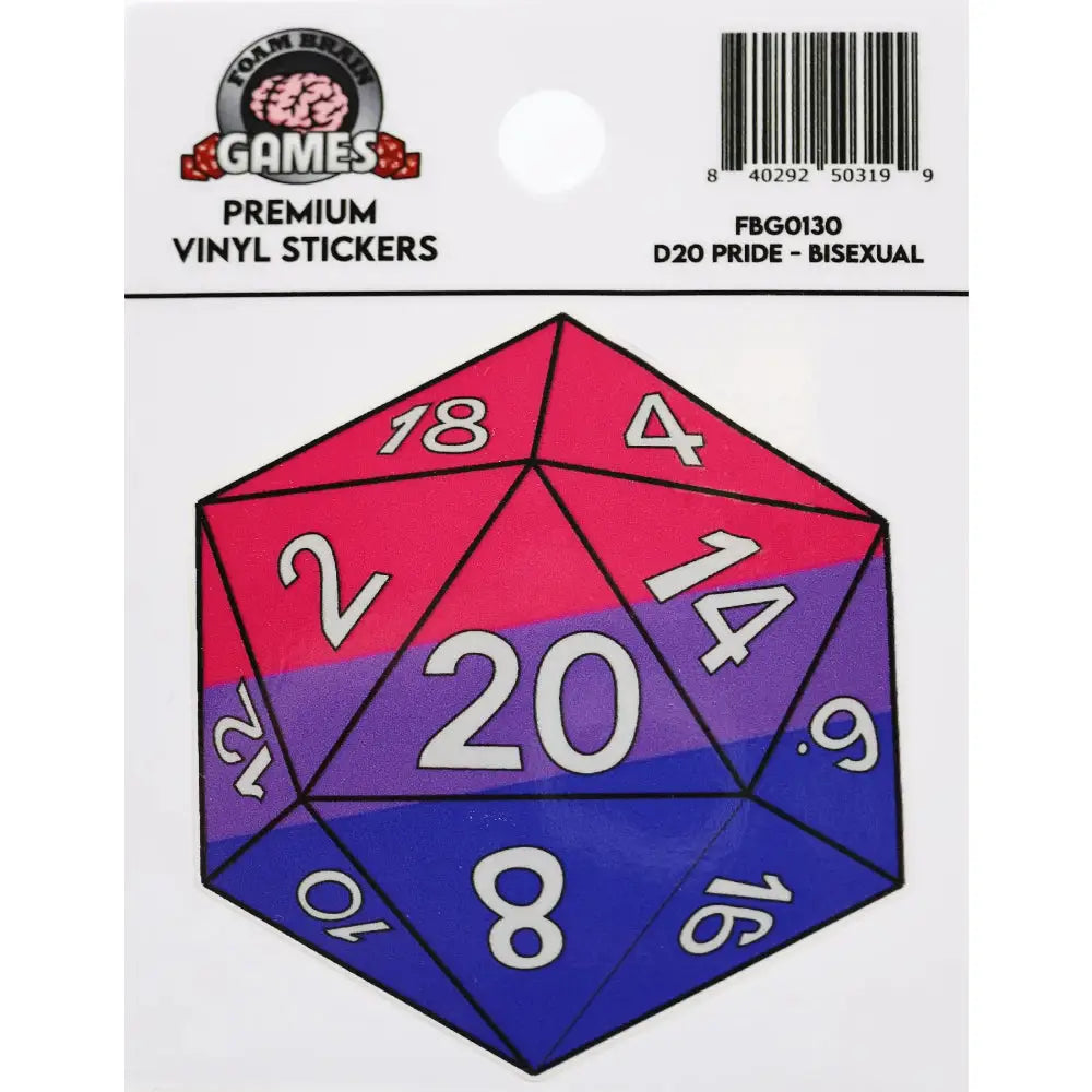 Pride D20 Sticker - Bisexual Pride - Gifts