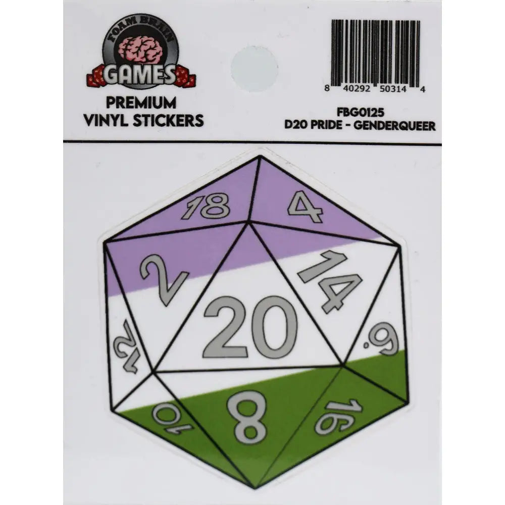 Pride D20 Sticker - Genderqueer Pride - Gifts