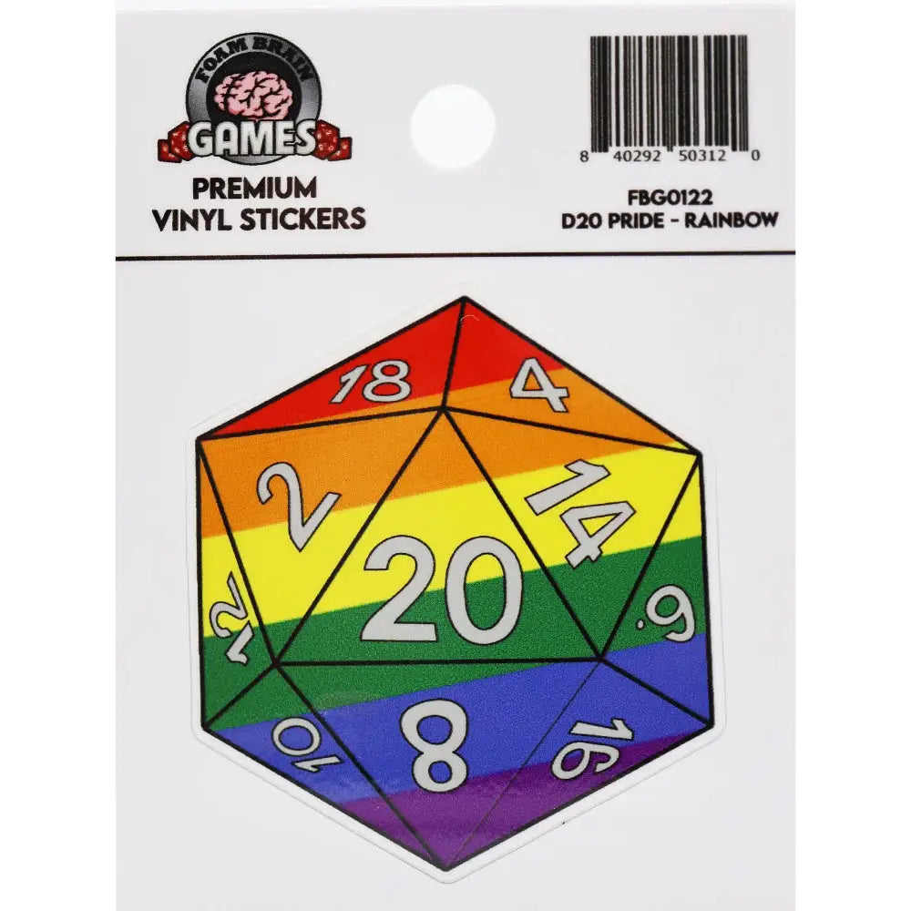 Pride D20 Sticker Toys & Gifts Foam Brain Games Rainbow Pride  