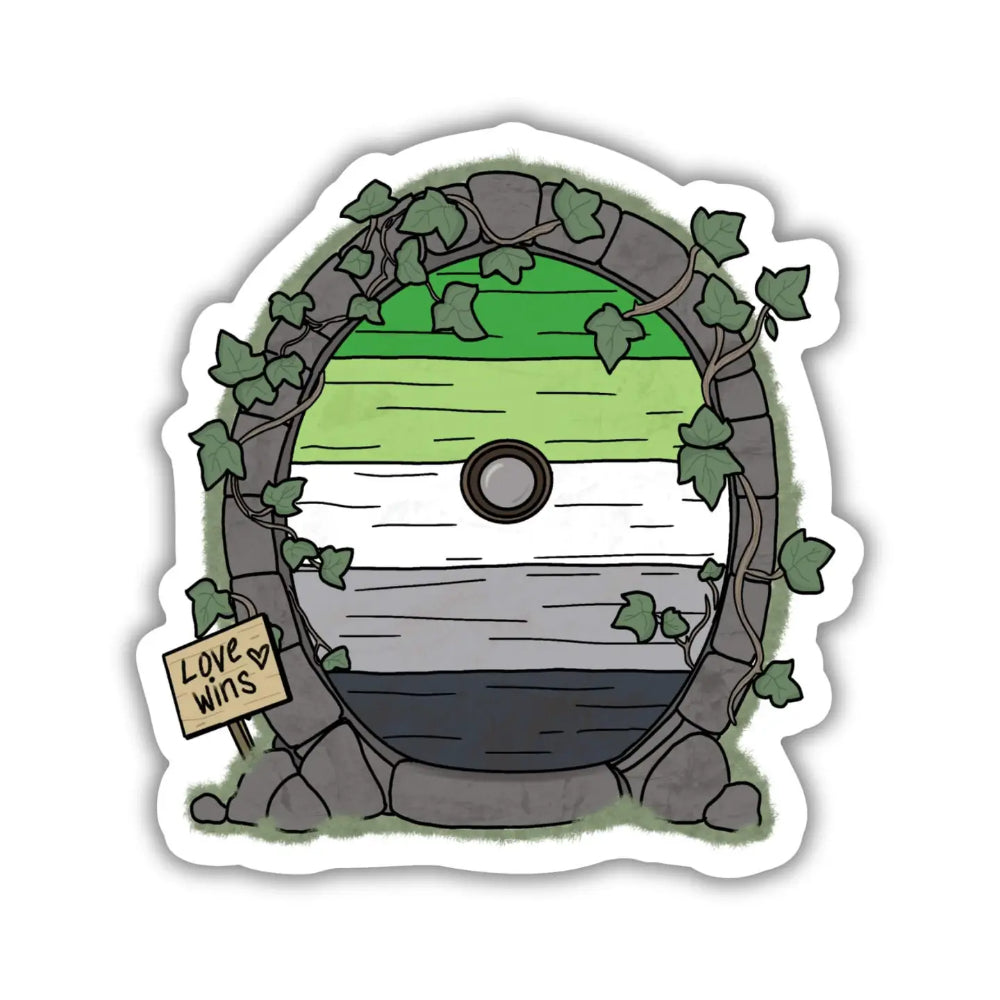 Pride Fairy Door Sticker - Aromantic - Gifts