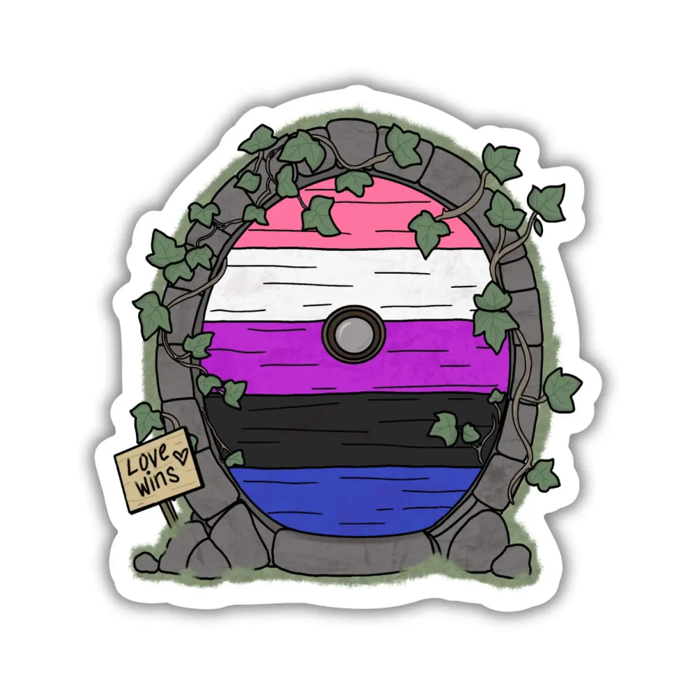 Pride Fairy Door Sticker - Genderfluid - Gifts