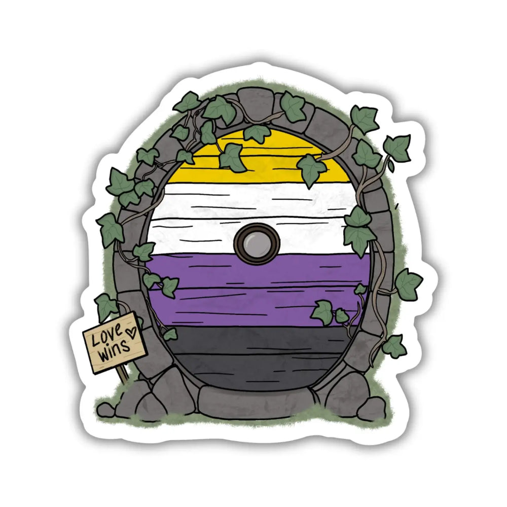 Pride Fairy Door Sticker - Nonbinary - Gifts