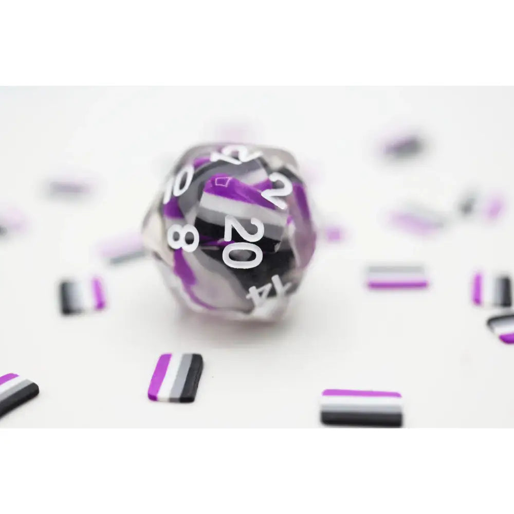Pride Flag D20 - Asexual - Dice & Dice Supplies