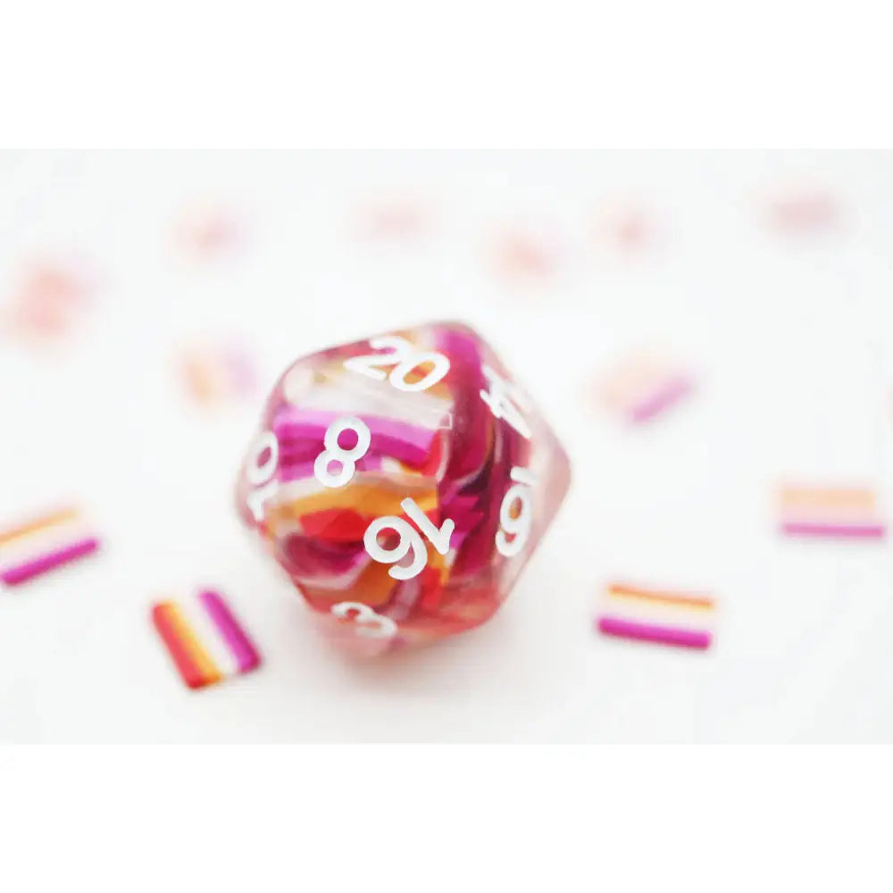 Pride Flag D20 - Lesbian - Dice & Dice Supplies