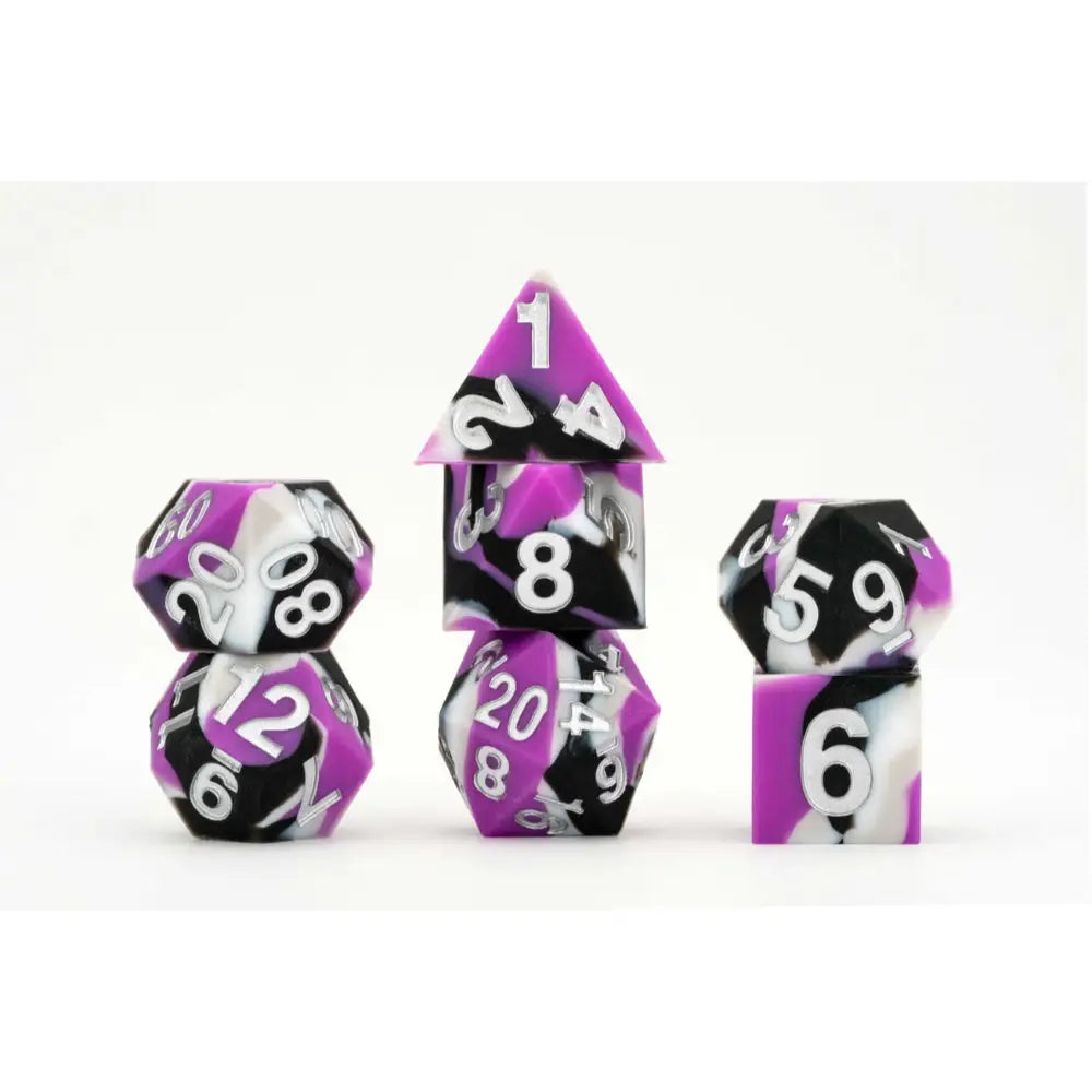 Pride Flag Sharp Edge Silicone Polyhedral (D&D) Dice Set (7) Dice & Dice Supplies Metallic Dice Games Asexual  