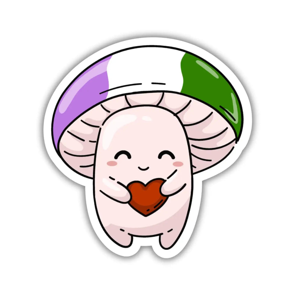 Pride Mushroom Sticker - Genderqueer - Gifts