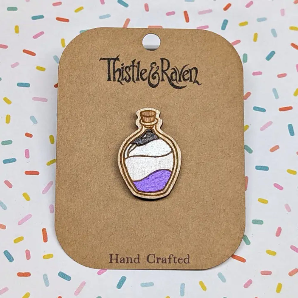 Pride Potion Bottle Wooden Pin - Asexual - Gifts